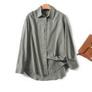 Md Womens Clothing French Smart Commuter Style Light And Elegant Lapel Long Sleeve Linen Shirt Women