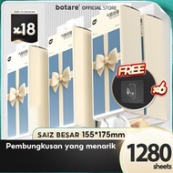 【18Packs】Botare Hanging Box Tissue with Bow Design Jumbo Size 155x175mm Extra Soft 4-Ply