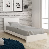 CALISTA GERRAD single size bed frame with bedbase storage Katil Bujang kayu wood full panel bedbase White Color