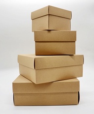 กล่องของขวัญ กล่องอเนกประสงค์ กล่องกระดาษคราฟท์ กล่องน้ำตาล พร้อม ฝาแบบทึบ 230 แกรม  พร้อมส่ง