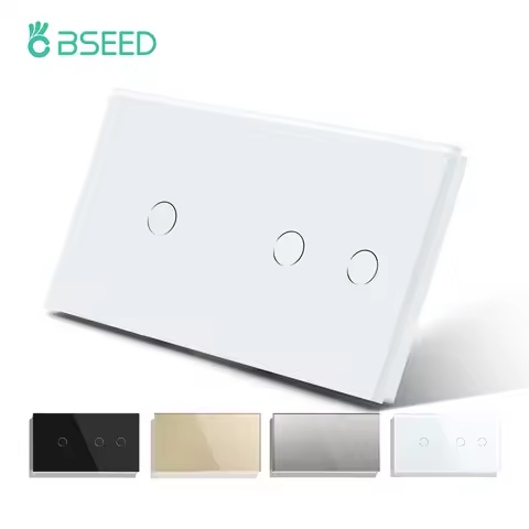 Bseed 3Gang 1way LED Touch Switch 2Gang Wall Light Switch Crystal Class 1Gang Switch Waterproof Back