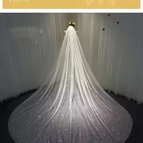 Bridal Veil Long Tail Shiny Women's Wedding Accessories