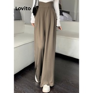 COD Lovito Casual Plain Asymmetrical Draped Pants for Women LNA35055 (Multi-color) Lovito Asymmetric