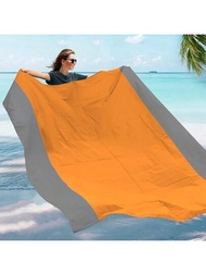 1片輕量防水戶外露營野餐墊,防沙海灘毯附設4根地釘和可摺疊設計,適用於戶外露營,旅行,徒步旅行和海灘
