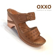 OXXO รองเท้าเพื่อสุขภาพ รองเท้าแตะส้นสูงแบบสวม งานเย็บมือทนทาน สวมใส่สบาย น้ำหนักเบามาก 1A6174