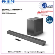 Philips TAB8947/98 Soundbar 3.1.2 with wireless subwoofer | 660W max. | Dolby Atmos | Voice assistants | 1 Year Warranty