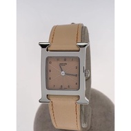 HERMES womens watches H watch □ F engraving Wrist analogues Leather Camel SS HH1.210 Direct from Jap