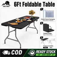 6FT Foldable Banquet Table Heavy Duty Meja Lipat 180cm Long Table Outdoor Event Catering Dining Stud
