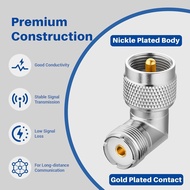 2-Piece Set PL259 Right Angle UHF Male to Female Coaxial Cable Connector Adapter, 90 Degree L-Shaped