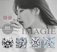 IMAGIE ต่างหูเงินแท้925 ต่างหูเพชรCz Hearts&Arrows 3-4-5-6-7-8mm
