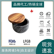 Spice jar Acacia mangium  Marble Salt Jar Storage Jar with Lid Marble Jar with Lid