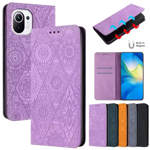 For Xiomi Mi 11 Lite 5G Case Mandala Totem Leather Magnetic Case for Etui Xiaomi Mi 11 Lite 11Lite 5