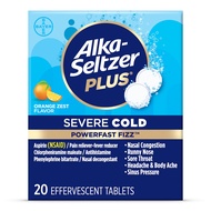 ALKA-SELTZER PLUS Severe Cold, PowerFast Fizz, Zest Effervescent Tablets, for Adults with Headache, 