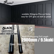 PREMO Black Wainscoting 45degree pre-cut petak -wainscoting wall decoration