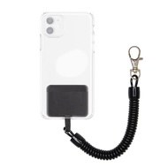 Black Card Spring Mobile Phone Lanyard/Universal Retractable Key Chain Anti-loss Tension Rope/Student Elderly Card Cover Phone Line/Multi-purpose Key Chain