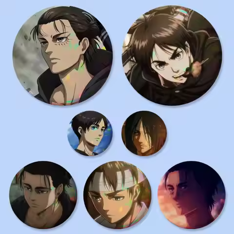 Eren Yeager Anime Badges 25 32 44 58 75 Mm Round Cosplay Pin Bag Decor Fans Collect Friends Gifts Br