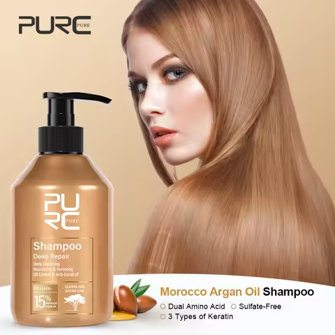 PURC Morocco Argan Oil Shampoo and Conditioner Sets Sulfate-Free Smoothing Keratin Hair Treatment Re