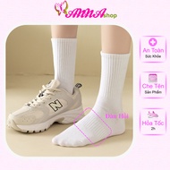Plain Calf-Length Women'S Socks With Elastic Belt Wear 100% cotton Sports Shoes (MS 13014) Anna Shop