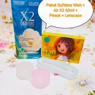 Paket Softlens Wish Dm 16 + Air Softlens X2 60ml + Pinset + Lenscase