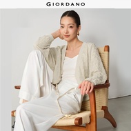 GIORDANO Ladies Cardigans Grid Jacquard Lightweight Cardigans Open Placket Dolman Sleeve Fashion Cas