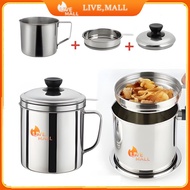JELANTA COOKING OIL FILTER CONTAINER OIL POT FILTER STAINLESS CONTAINER 1000ML 1300ML