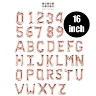 [Min 6pcs] 16 inch Rose Gold Number Balloon Alphabet Balloon Letter Balloon