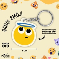 GANTUNGAN EMOJI THEME KEYCHAIN - CUTE ACRYLIC KEYCHAIN WITH TWO SIDES EMOJI PRINT 013