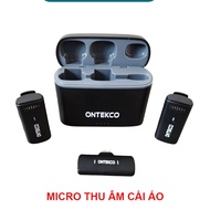 ONTEKCO A6/A6s Mic Thu Âm Micro Không Dây Cài Áo dùng với Điện Thoại lọc tiếng ồn cực đỉnh