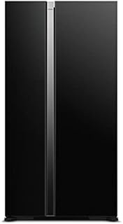 Hitachi R-S700PMS0-GBK 595L 2-Door Side By Side Fridge, 2 Ticks, Glass Black