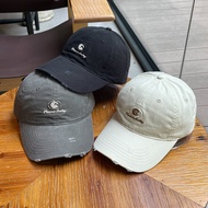 Washed Letter Hole Curved Brim Baseball Cap Hip Hop Cap