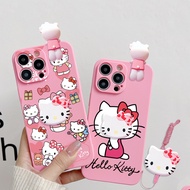Samsung Galaxy ON7 2016 ON7 C7 Pro C9 C9 Pro A03 A03 Core 2015 J2 Prime A04 A04E M04 F04 A05 A05S A24 4G Cartoon Hello Kitty Phone Case with Holder Lanyard