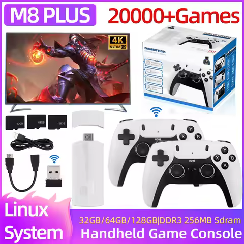 M8/M8 PLUS Video Game Console 4K HD 2.4G Wireless Controller TV Game Stick 20000+Games Retro Handhel