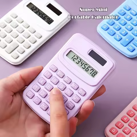 Small Solar Calculator Portable Calculator Cute 8 Digits LCD Electronic Home Office calculator for K