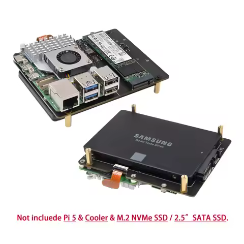 Geekworm X1006 PCIe to 2.5" SATA SSD/HDD+M.2 2280 SSD Shield for Raspberry Pi 5 (NOT Support Boot fr