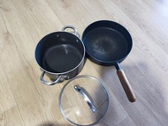 黑色不粘鍋具三件套 生鐵pan 煎鍋 搬屋清