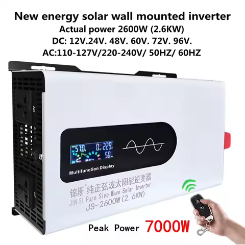 Pure Sine Wave Inverter 12V 220V 7000W 2600W Solar Inverter Portable Power Bank DC 24V 48V 60V 72V 9