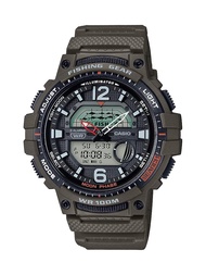 Men's Fishing Timer Quartz Watch with Resin Strap, Green, 24.1 (Model: WSC-1250H-3AVCF)