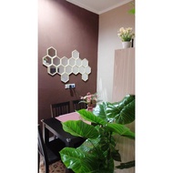 VIRAL 🔥 HEXAGON MIRROR WITH FRAME CERMIN HEXAGON HONEYCOMBS NORDIC MIRROR CERMIN SEGI ENAM DOUBLE SI