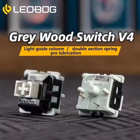 LEOBOG GrayWood V4 Switch Linear POM HIFI Switches For Custom Mechanical Keyboard KIT 5Pin With Ligh