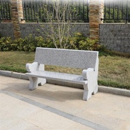 Natural Marble Long Stone Bench with Backrest, Outdoor Garden Park Villa Leisure Seat, Durable Court