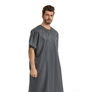 Muslim clothingTimur Tengah Arab Jualan Panas Islam Pakaian Lelaki Kaum Islam Bersulam Lengan Kolar Bulat Jubah Panjang0