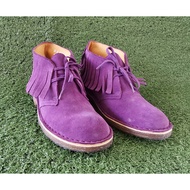 original CLARKS desert boot fringe purple leather