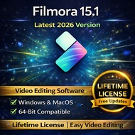 Wondershare Filmora 15.1 Latest 2026 Lifetime License | Windows MacOS 64-Bit | Video Editing Softwar