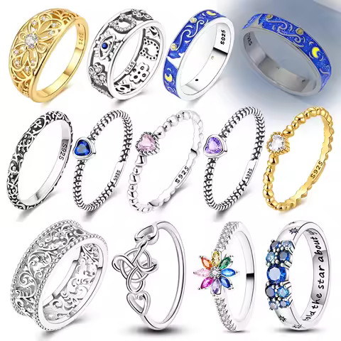 925 Sterling Silver Rings Sparkling Starry Night Heart Firefly Vintage Rings for Women Wedding Engag