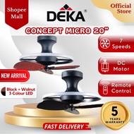 DEKA CONCEPT MICRO 20" 3 Blades DC Motor with 7 Speeds Control Ceiling Fan Black + Wood Kipas Siling