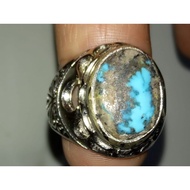 Persian Turquoisenatural 154x11.7x4.8mm Carved alpacaRing size 8 Rp. 75,000