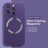 For Iphone 14 Pro Max Case Magnet Back Liquid Silicone Matte Fundas Aifon 14 Plus 13 12 11 ProMax Camera Shockproof Phone Cover