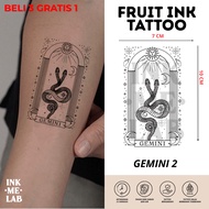 INKMELAB - GEMINI 2 Fruit Ink Temporary Tattoo 10X7CM - Semi-Permanent Temporary Tattoo Lasts 3 Week