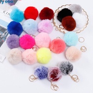 YVE Fluffy Ball Keychain, 8cm Solid Color Plush Ball Pendant, DIY Imitation Rabbit Fur Hanging Decor
