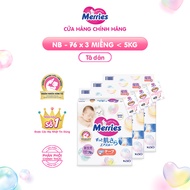 [25-29.6_TẶNG SỮA TẮM CHO SIZE NB] Combo 3 Tã/bỉm dán Merries Đủ Size NB76/S70/M56/L48/XL40